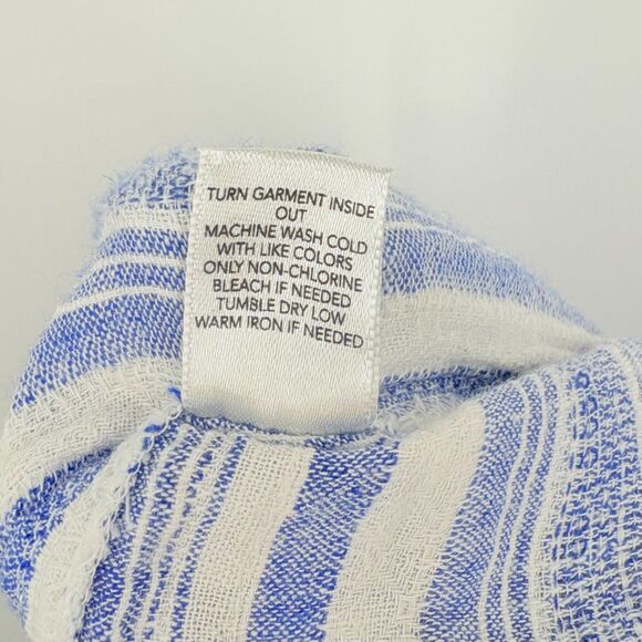 Christopher & Banks Linen Blend Pull-on pants, Size Medium, blue white striped - Picture 8 of 9